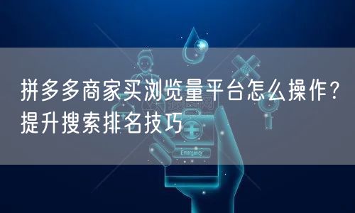 拼多多商家买浏览量平台怎么操作？提升搜索排名技巧