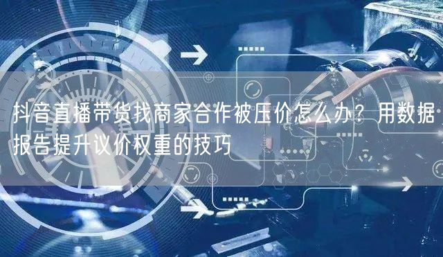 抖音直播带货找商家合作被压价怎么办？用数据报告提升议价权重的技巧